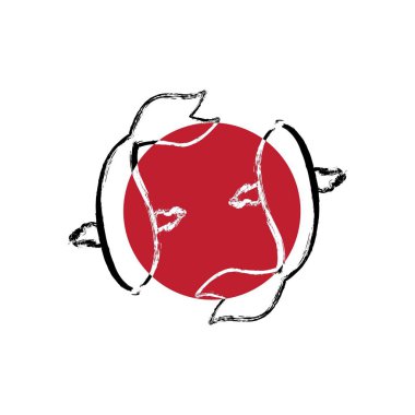 Koi logo japon balık japon sembolü arka plan illüstrasyon vektör stok