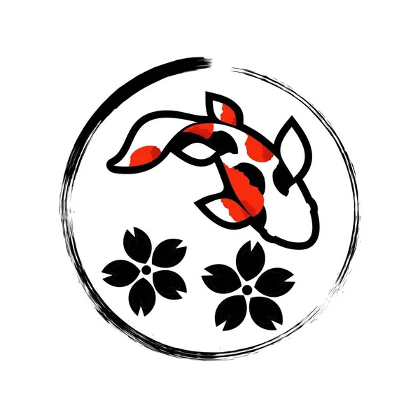 Koi logo japan fisch japanisch symbol hintergrund illustration vektor stock — Stockvektor