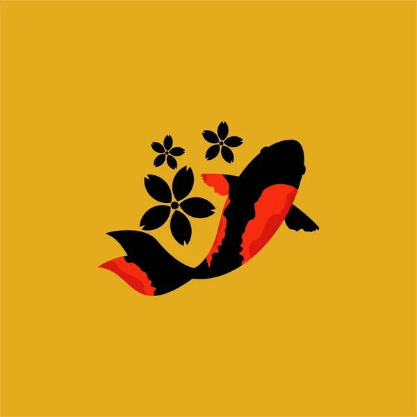 Koi logo japon balık japon sembolü arka plan illüstrasyon vektör stok