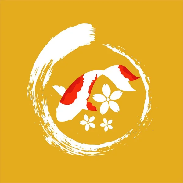 Koi logo japan fisch japanisch symbol hintergrund illustration vektor stock — Stockvektor