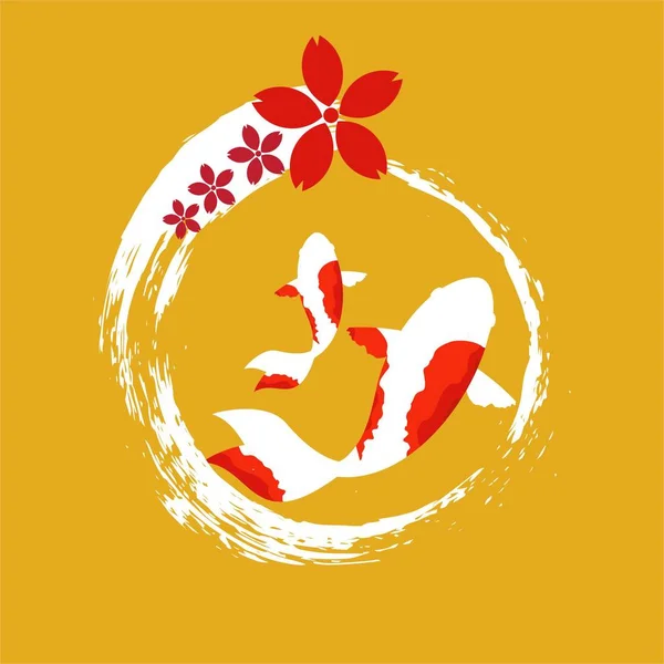 Koi logo japón pez japonés símbolo fondo ilustración vector stock — Vector de stock