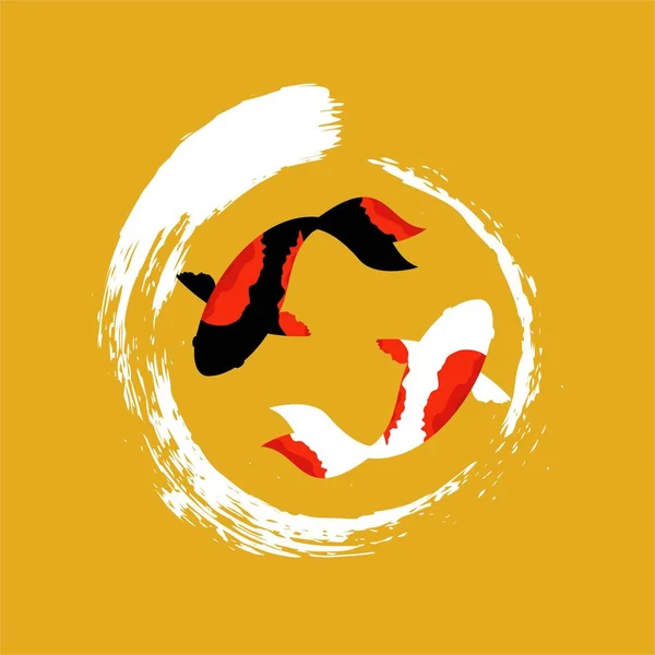 Koi logo japon balık japon sembolü arka plan illüstrasyon vektör stok