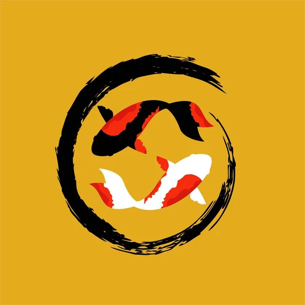 Koi logo japon balık japon sembolü arka plan illüstrasyon vektör stok