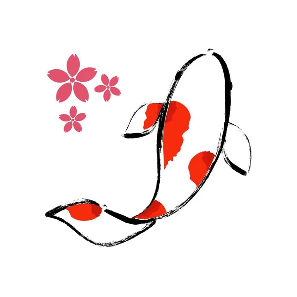 잉어 로고 일본 물고기 일본 기호 배경 일러스트 벡터 스톡 — 스톡 벡터
