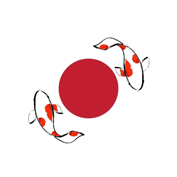 Koi logo japan fisch japanisch symbol hintergrund illustration vektor stock — Stockvektor