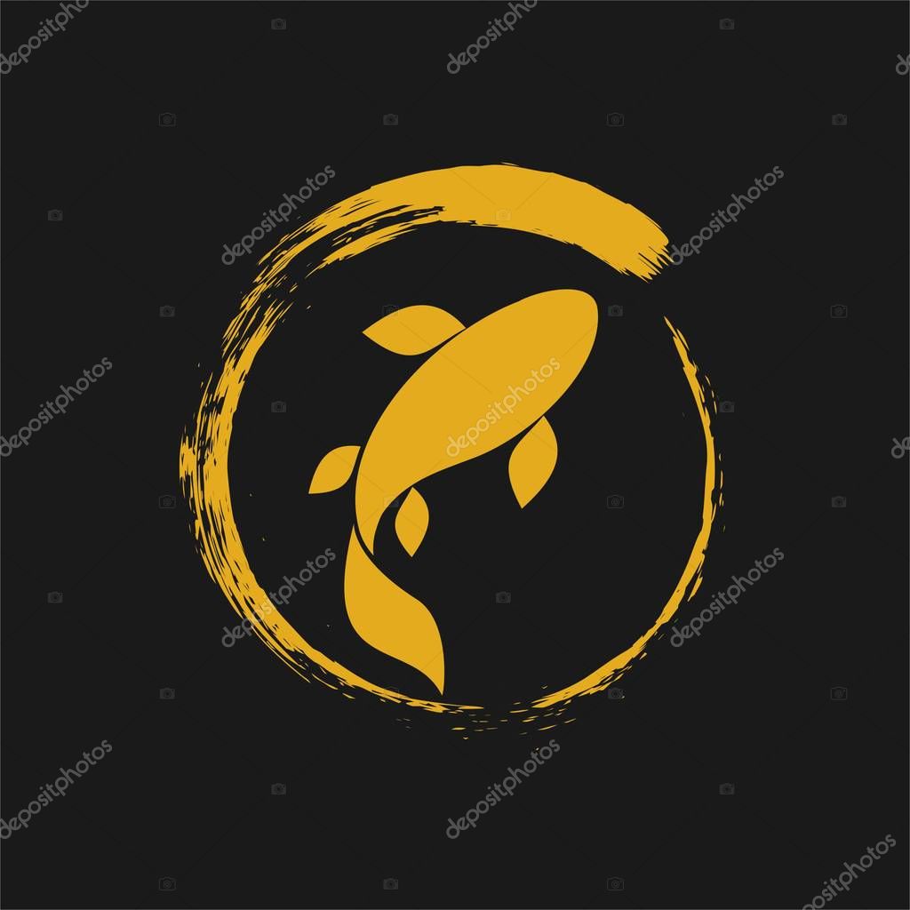 Koi Fishes Logo. Luck, prosperity and good fortune.