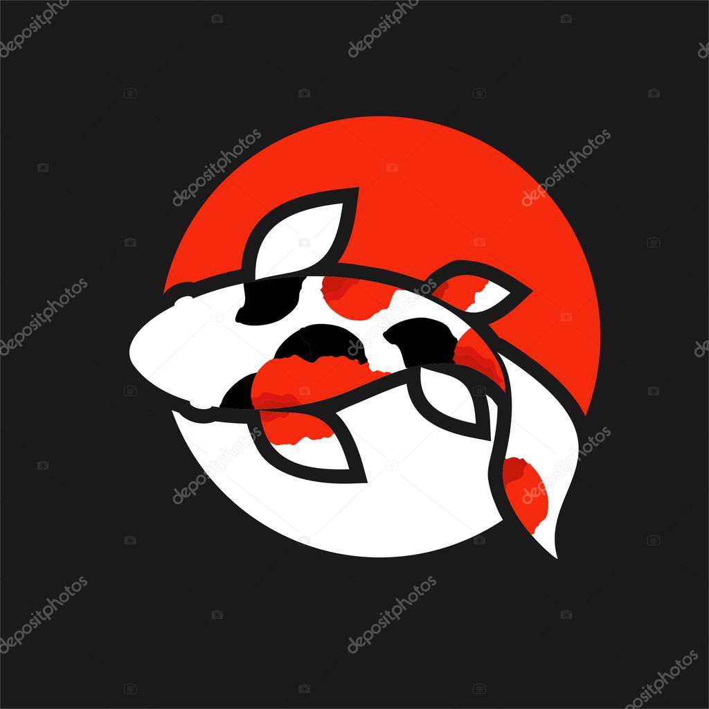 Koi Fishes Logo. Luck, prosperity and good fortune.