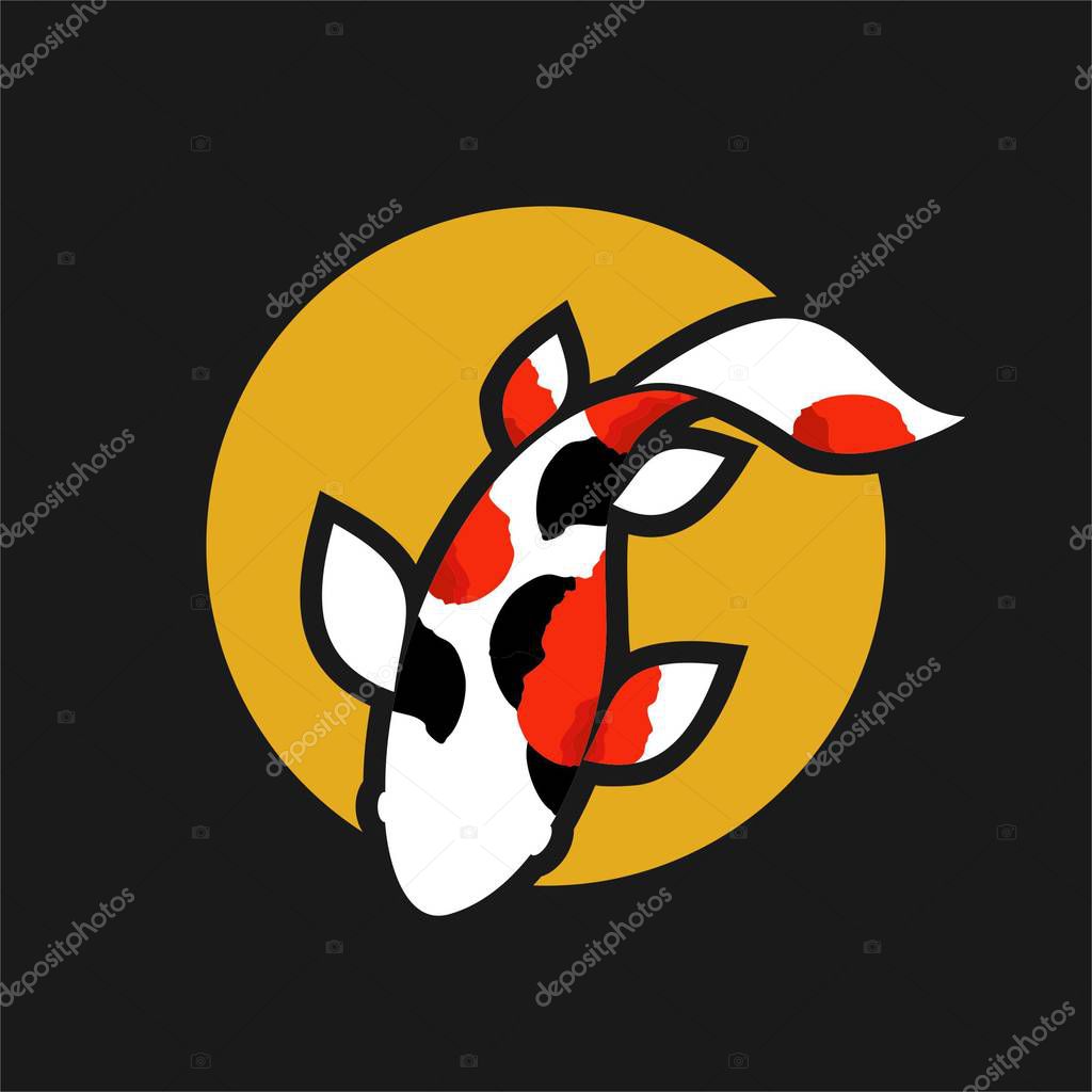 Koi Fishes Logo. Luck, prosperity and good fortune.