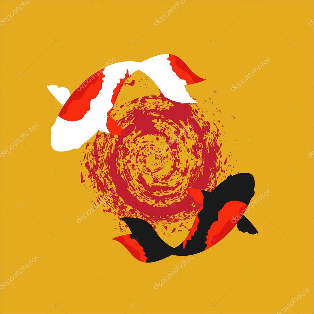 Koi Fishes Logo. Luck, prosperity and good fortune.
