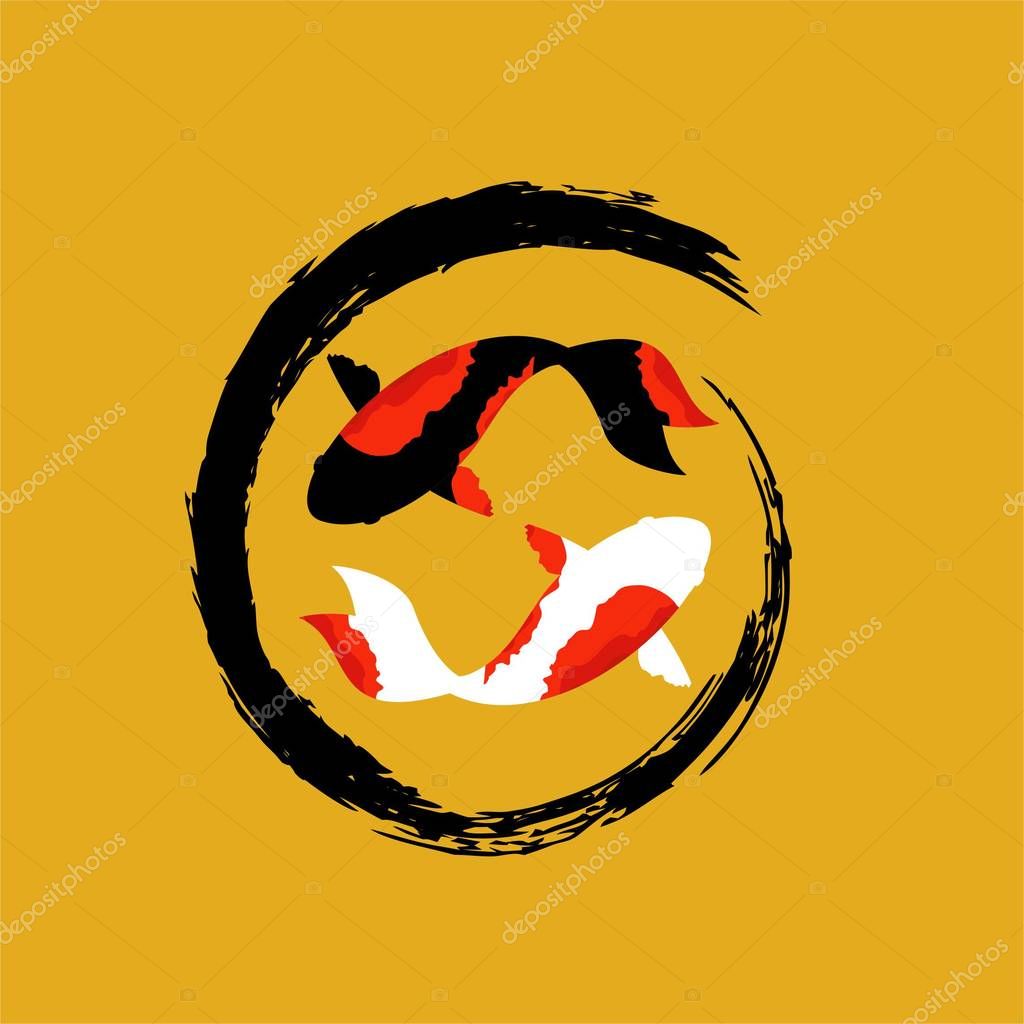 Koi Fishes Logo. Luck, prosperity and good fortune.