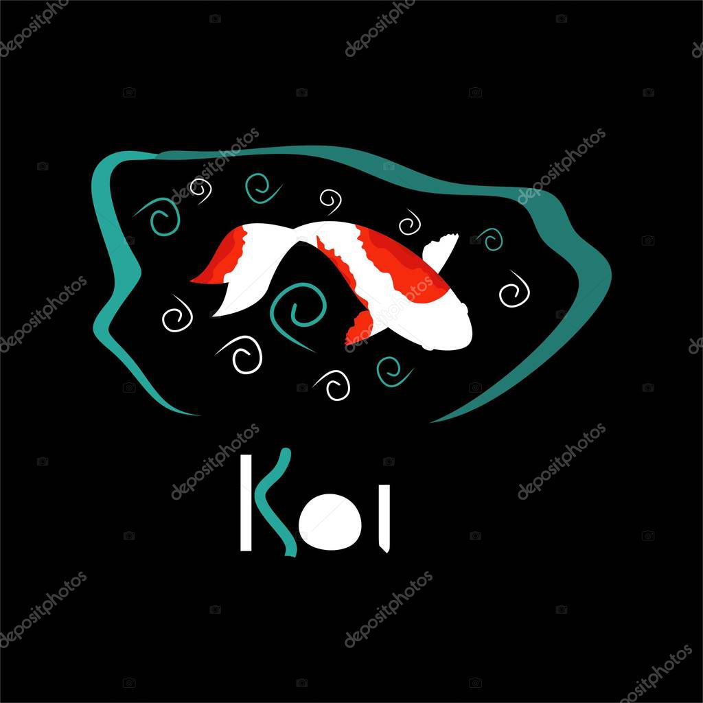 Koi Fishes Logo. Luck, prosperity and good fortune.