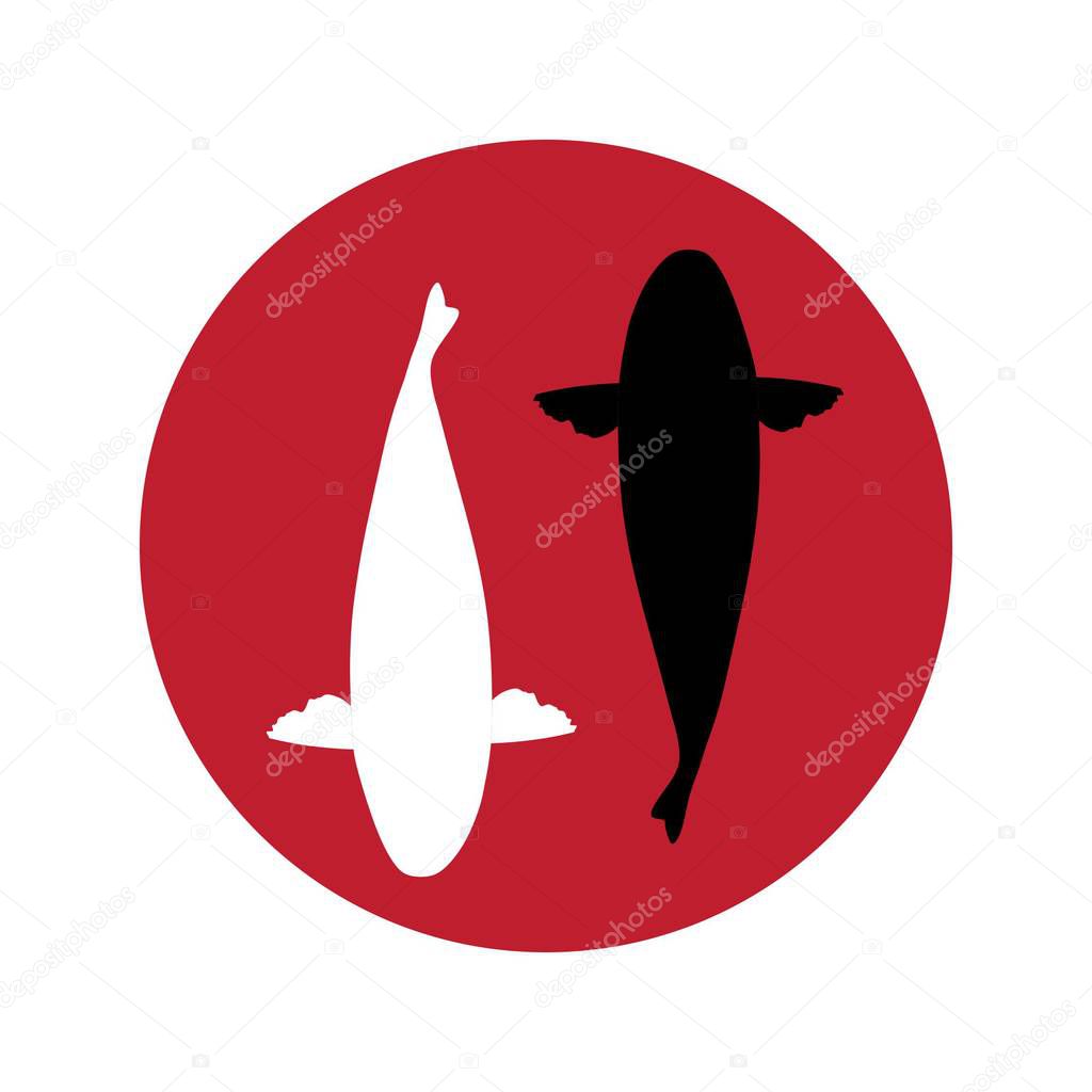Koi Fishes Logo. Luck, prosperity and good fortune.