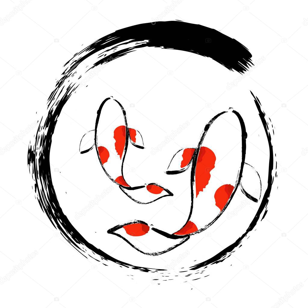 Koi Fishes Logo. Luck, prosperity and good fortune.