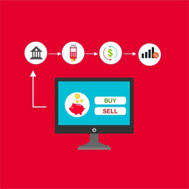 Kavram Online ve mobil ödeme web sayfası, sosyal medya, belgeler, kartları, posterler için. Vektör çizim pos terminali ile bir akıllı telefon, online bankacılık, mobil ödeme ödeme doğruladı