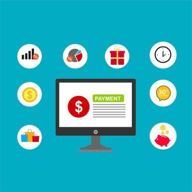 Kavram Online ve mobil ödeme web sayfası, sosyal medya, belgeler, kartları, posterler için. Vektör çizim pos terminali ile bir akıllı telefon, online bankacılık, mobil ödeme ödeme doğruladı