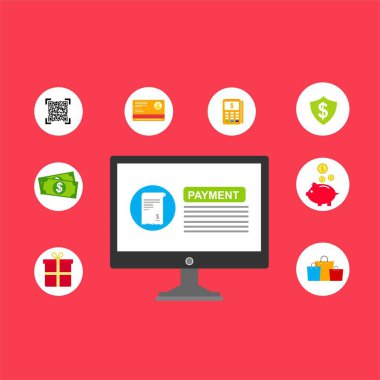 Kavram Online ve mobil ödeme web sayfası, sosyal medya, belgeler, kartları, posterler için. Vektör çizim pos terminali ile bir akıllı telefon, online bankacılık, mobil ödeme ödeme doğruladı