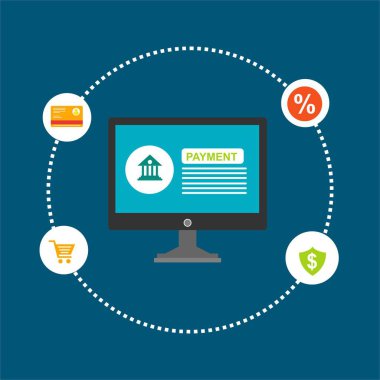 Kavram Online ve mobil ödeme web sayfası, sosyal medya, belgeler, kartları, posterler için. Vektör çizim pos terminali ile bir akıllı telefon, online bankacılık, mobil ödeme ödeme doğruladı