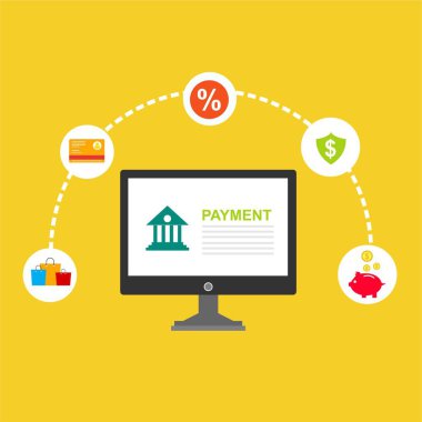 Kavram Online ve mobil ödeme web sayfası, sosyal medya, belgeler, kartları, posterler için. Vektör çizim pos terminali ile bir akıllı telefon, online bankacılık, mobil ödeme ödeme doğruladı