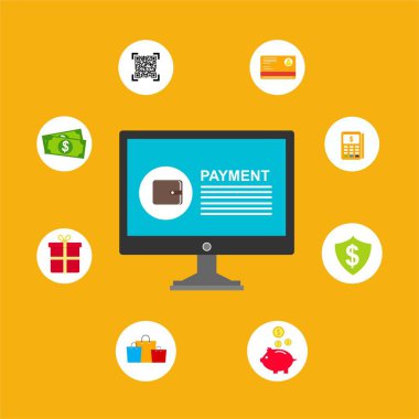 Kavram Online ve mobil ödeme web sayfası, sosyal medya, belgeler, kartları, posterler için. Vektör çizim pos terminali ile bir akıllı telefon, online bankacılık, mobil ödeme ödeme doğruladı
