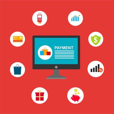 Kavram Online ve mobil ödeme web sayfası, sosyal medya, belgeler, kartları, posterler için. Vektör çizim pos terminali ile bir akıllı telefon, online bankacılık, mobil ödeme ödeme doğruladı
