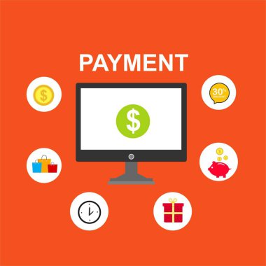 Kavram Online ve mobil ödeme web sayfası, sosyal medya, belgeler, kartları, posterler için. Vektör çizim pos terminali ile bir akıllı telefon, online bankacılık, mobil ödeme ödeme doğruladı