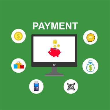 Kavram Online ve mobil ödeme web sayfası, sosyal medya, belgeler, kartları, posterler için. Vektör çizim pos terminali ile bir akıllı telefon, online bankacılık, mobil ödeme ödeme doğruladı
