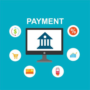 Kavram Online ve mobil ödeme web sayfası, sosyal medya, belgeler, kartları, posterler için. Vektör çizim pos terminali ile bir akıllı telefon, online bankacılık, mobil ödeme ödeme doğruladı