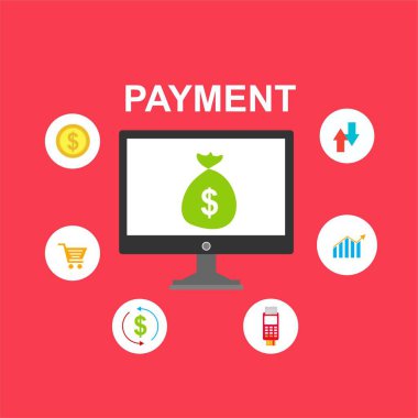 Kavram Online ve mobil ödeme web sayfası, sosyal medya, belgeler, kartları, posterler için. Vektör çizim pos terminali ile bir akıllı telefon, online bankacılık, mobil ödeme ödeme doğruladı