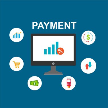 Kavram Online ve mobil ödeme web sayfası, sosyal medya, belgeler, kartları, posterler için. Vektör çizim pos terminali ile bir akıllı telefon, online bankacılık, mobil ödeme ödeme doğruladı