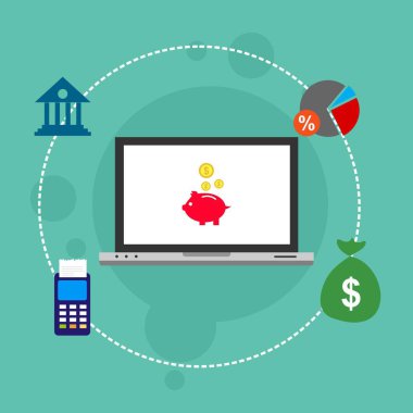 Kavram Online ve mobil ödeme web sayfası, sosyal medya, belgeler, kartları, posterler için. Vektör çizim pos terminali ile bir akıllı telefon, online bankacılık, mobil ödeme ödeme doğruladı