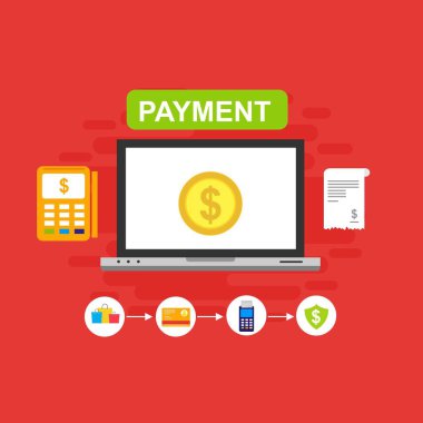 Kavram Online ve mobil ödeme web sayfası, sosyal medya, belgeler, kartları, posterler için. Vektör çizim pos terminali ile bir akıllı telefon, online bankacılık, mobil ödeme ödeme doğruladı