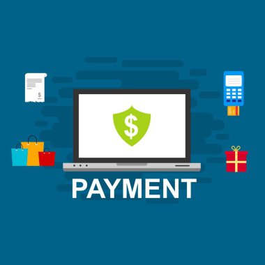 Kavram Online ve mobil ödeme web sayfası, sosyal medya, belgeler, kartları, posterler için. Vektör çizim pos terminali ile bir akıllı telefon, online bankacılık, mobil ödeme ödeme doğruladı