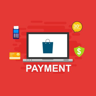 Kavram Online ve mobil ödeme web sayfası, sosyal medya, belgeler, kartları, posterler için. Vektör çizim pos terminali ile bir akıllı telefon, online bankacılık, mobil ödeme ödeme doğruladı