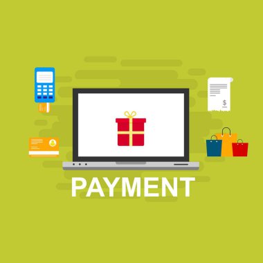 Kavram Online ve mobil ödeme web sayfası, sosyal medya, belgeler, kartları, posterler için. Vektör çizim pos terminali ile bir akıllı telefon, online bankacılık, mobil ödeme ödeme doğruladı