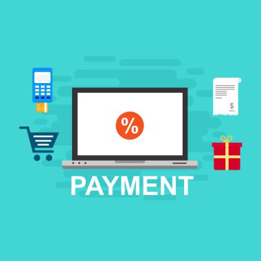 Kavram Online ve mobil ödeme web sayfası, sosyal medya, belgeler, kartları, posterler için. Vektör çizim pos terminali ile bir akıllı telefon, online bankacılık, mobil ödeme ödeme doğruladı