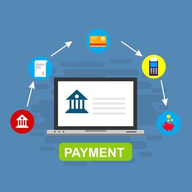 Kavram Online ve mobil ödeme web sayfası, sosyal medya, belgeler, kartları, posterler için. Vektör çizim pos terminali ile bir akıllı telefon, online bankacılık, mobil ödeme ödeme doğruladı