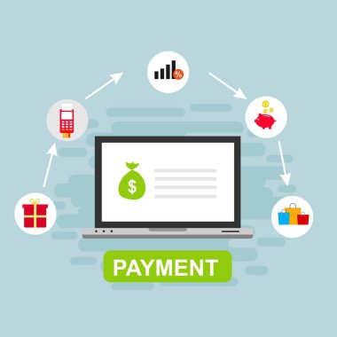 Kavram Online ve mobil ödeme web sayfası, sosyal medya, belgeler, kartları, posterler için. Vektör çizim pos terminali ile bir akıllı telefon, online bankacılık, mobil ödeme ödeme doğruladı