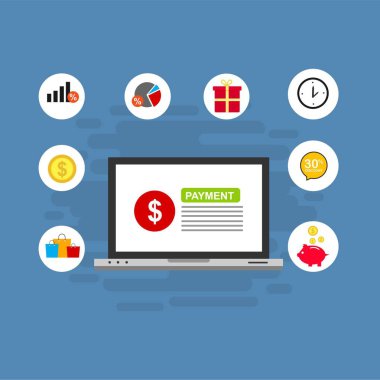 Kavram Online ve mobil ödeme web sayfası, sosyal medya, belgeler, kartları, posterler için. Vektör çizim pos terminali ile bir akıllı telefon, online bankacılık, mobil ödeme ödeme doğruladı