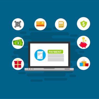 Kavram Online ve mobil ödeme web sayfası, sosyal medya, belgeler, kartları, posterler için. Vektör çizim pos terminali ile bir akıllı telefon, online bankacılık, mobil ödeme ödeme doğruladı