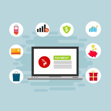 Kavram Online ve mobil ödeme web sayfası, sosyal medya, belgeler, kartları, posterler için. Vektör çizim pos terminali ile bir akıllı telefon, online bankacılık, mobil ödeme ödeme doğruladı