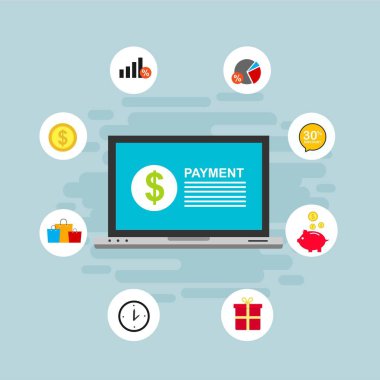 Kavram Online ve mobil ödeme web sayfası, sosyal medya, belgeler, kartları, posterler için. Vektör çizim pos terminali ile bir akıllı telefon, online bankacılık, mobil ödeme ödeme doğruladı