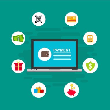 Kavram Online ve mobil ödeme web sayfası, sosyal medya, belgeler, kartları, posterler için. Vektör çizim pos terminali ile bir akıllı telefon, online bankacılık, mobil ödeme ödeme doğruladı