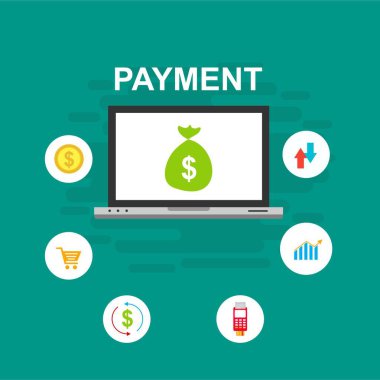 Kavram Online ve mobil ödeme web sayfası, sosyal medya, belgeler, kartları, posterler için. Vektör çizim pos terminali ile bir akıllı telefon, online bankacılık, mobil ödeme ödeme doğruladı