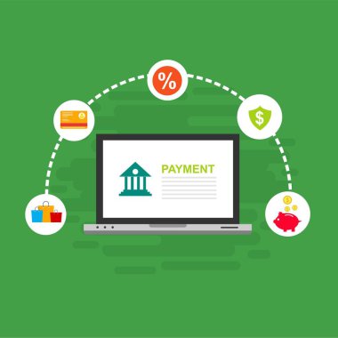 Kavram Online ve mobil ödeme web sayfası, sosyal medya, belgeler, kartları, posterler için. Vektör çizim pos terminali ile bir akıllı telefon, online bankacılık, mobil ödeme ödeme doğruladı