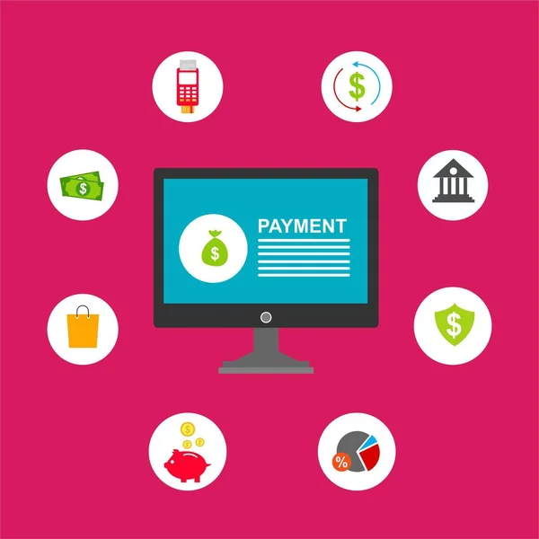 Kavram Online ve mobil ödeme web sayfası, sosyal medya, belgeler, kartları, posterler için. Vektör çizim pos terminali ile bir akıllı telefon, online bankacılık, mobil ödeme ödeme doğruladı