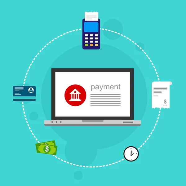 Kavram Online ve mobil ödeme web sayfası, sosyal medya, belgeler, kartları, posterler için. Vektör çizim pos terminali ile bir akıllı telefon, online bankacılık, mobil ödeme ödeme doğruladı