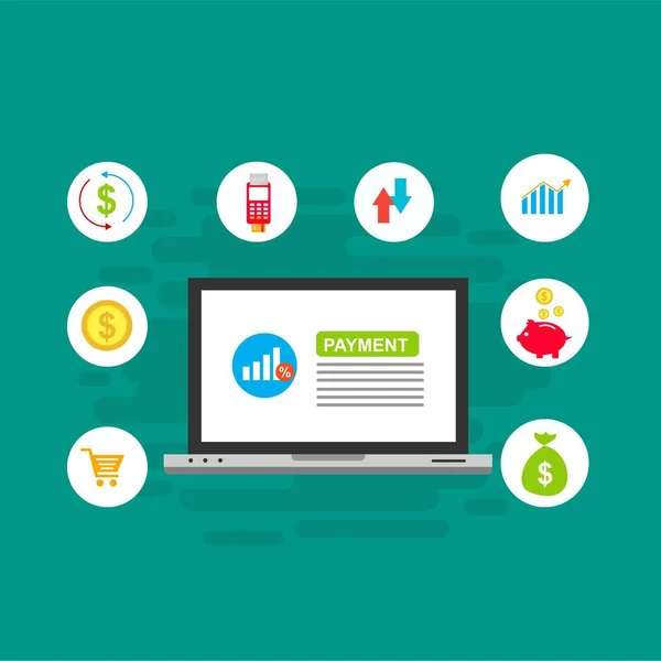 Kavram Online ve mobil ödeme web sayfası, sosyal medya, belgeler, kartları, posterler için. Vektör çizim pos terminali ile bir akıllı telefon, online bankacılık, mobil ödeme ödeme doğruladı