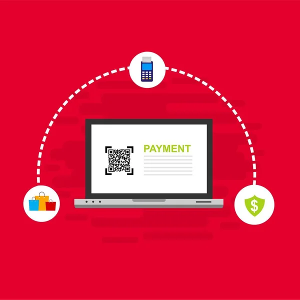 Concetto Pagamenti online e mobili per pagine web, social media, documenti, carte, manifesti. Illustrazione vettoriale pos terminal conferma il pagamento tramite smartphone, Mobile payment, online banking — Vettoriale Stock