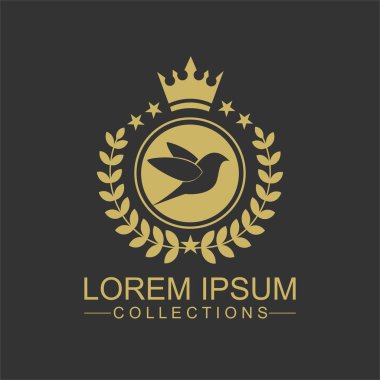 Restoran, Royalty, Boutique, Cafe, Hotel, Heraldic, Takı, Moda ve diğer vektör illüstrasyon için Gloden kuş vektör logosu