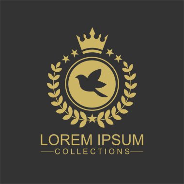 Restoran, Royalty, Boutique, Cafe, Hotel, Heraldic, Takı, Moda ve diğer vektör illüstrasyon için Gloden kuş vektör logosu